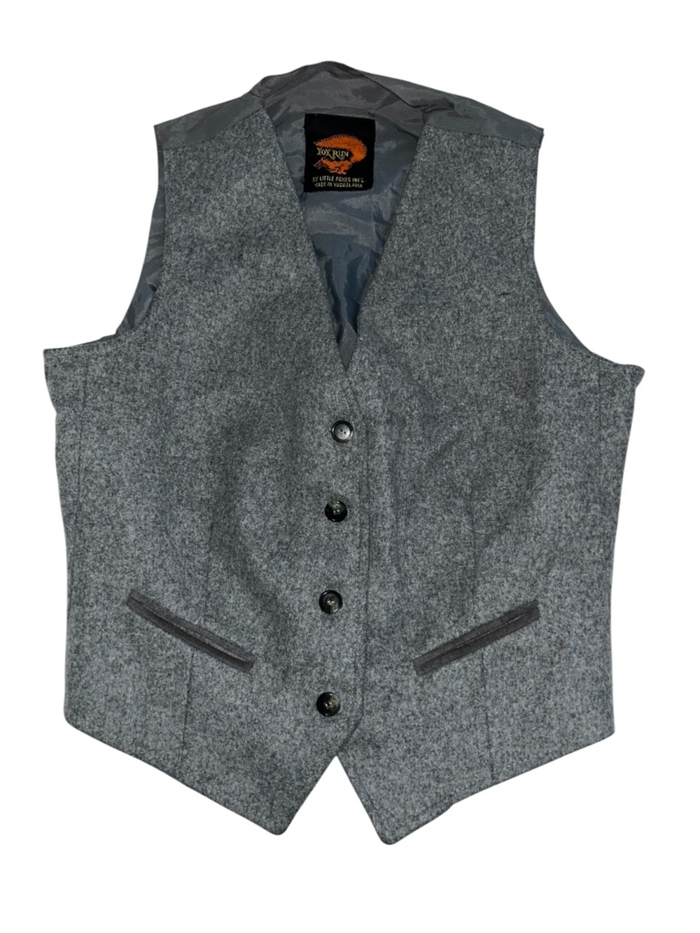 Fox Run gray wool waistcoat button up vest 6 M